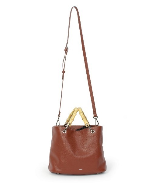 Beau're（ヴュレ）の「【BEAURE/ビュレ】カウレザー バンブー ハンドル バケット BAG（かごバッグ・レディース・ブラック/ベージュ/ブラウン・FREE）」の8枚目の写真