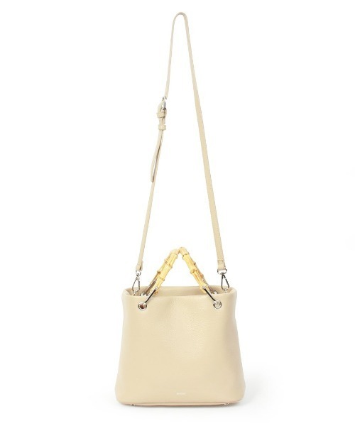 Beau're（ヴュレ）の「【BEAURE/ビュレ】カウレザー バンブー ハンドル バケット BAG（かごバッグ・レディース・ブラック/ベージュ/ブラウン・FREE）」の9枚目の写真