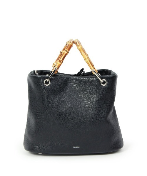 Beau're（ヴュレ）の「【BEAURE/ビュレ】カウレザー バンブー ハンドル バケット BAG（かごバッグ・レディース・ブラック/ベージュ/ブラウン・FREE）」の10枚目の写真