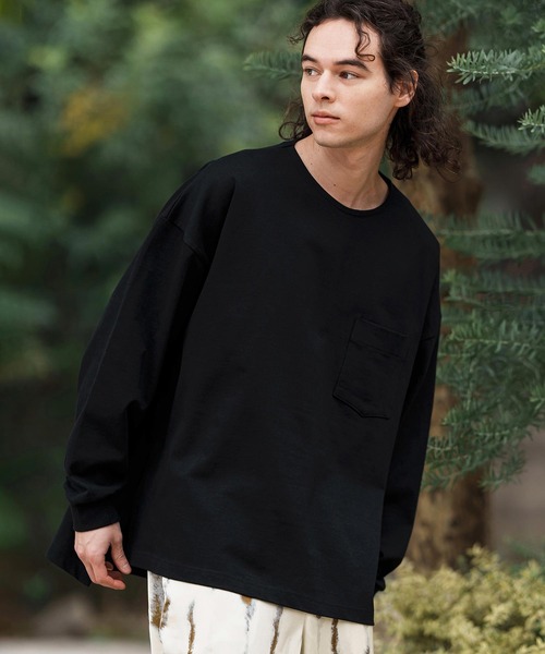 CAMBIO（カンビオ）の「mlt5089-サイドスリットAラインロンT（Tシャツ/カットソー・メンズ・オフホワイト/ブラック系その他/スミクロ・M/L）」の18枚目の写真