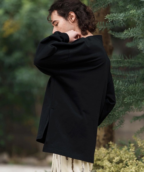 CAMBIO（カンビオ）の「mlt5089-サイドスリットAラインロンT（Tシャツ/カットソー・メンズ・オフホワイト/ブラック系その他/スミクロ・M/L）」の19枚目の写真