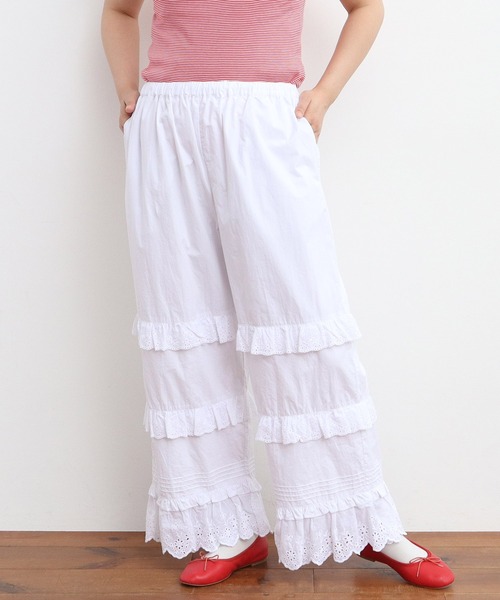 Dot&Stripes CHILD WOMAN(ドットアンドストライプス チャイルドウーマン)の「タイプライター フリルレースパンツ(その他パンツ・レディース・ホワイト・FREE)」の4枚目の写真