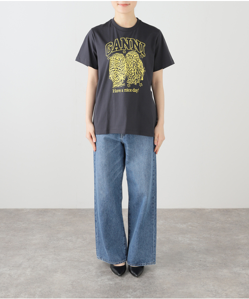GANNI(ガニー)の「GANNI/ ガニー Basic Jersey Owls Relaxed T-shirt(Tシャツ/カットソー・レディース・ブラック系その他・FREE)」の9枚目の写真