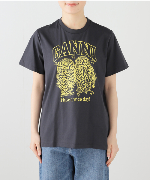 GANNI(ガニー)の「GANNI/ ガニー Basic Jersey Owls Relaxed T-shirt(Tシャツ/カットソー・レディース・ブラック系その他・FREE)」の10枚目の写真