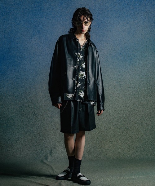 【CRIMIE】新品・未使用品！ストレッチスパニッシュラムレザートラックパンツ セール】SPANISH LAMB LEATHER SHORT TROUSERS（その他パンツ