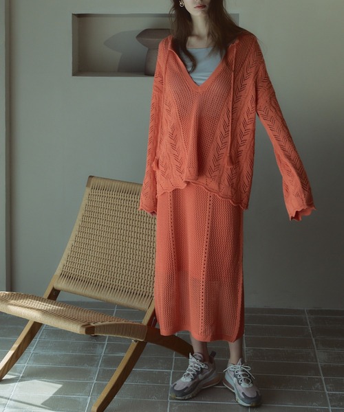 Muel Chic（ミュエルシック）の「Mill mesh knit ミルメッシュニット（カーディガン/ボレロ・レディース・オレンジ/ブラック/グレー系その他/オフホワイト・FREE）」の17枚目の写真