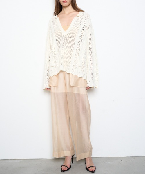 Muel Chic（ミュエルシック）の「Mill mesh knit ミルメッシュニット（カーディガン/ボレロ・レディース・オレンジ/ブラック/グレー系その他/オフホワイト・FREE）」の12枚目の写真