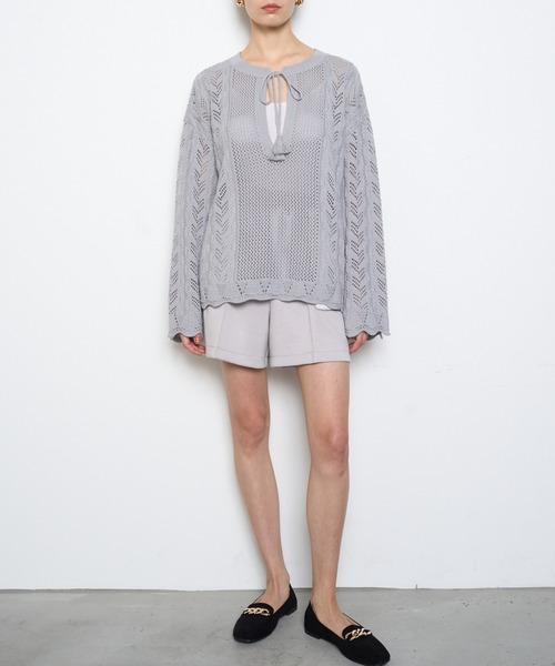 Muel Chic（ミュエルシック）の「Mill mesh knit ミルメッシュニット（カーディガン/ボレロ・レディース・オレンジ/ブラック/グレー系その他/オフホワイト・FREE）」の22枚目の写真