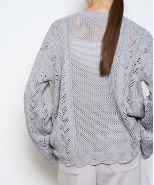 Muel Chic（ミュエルシック）の「Mill mesh knit ミルメッシュニット（カーディガン/ボレロ・レディース・オレンジ/ブラック/グレー系その他/オフホワイト・FREE）」の13枚目の写真