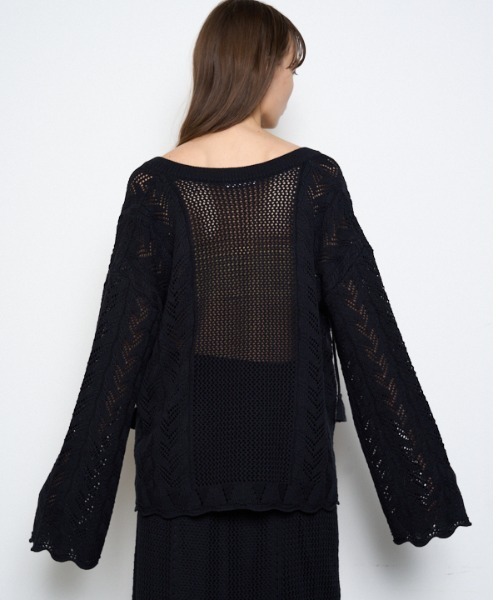 Muel Chic（ミュエルシック）の「Mill mesh knit ミルメッシュニット（カーディガン/ボレロ・レディース・オレンジ/ブラック/グレー系その他/オフホワイト・FREE）」の20枚目の写真