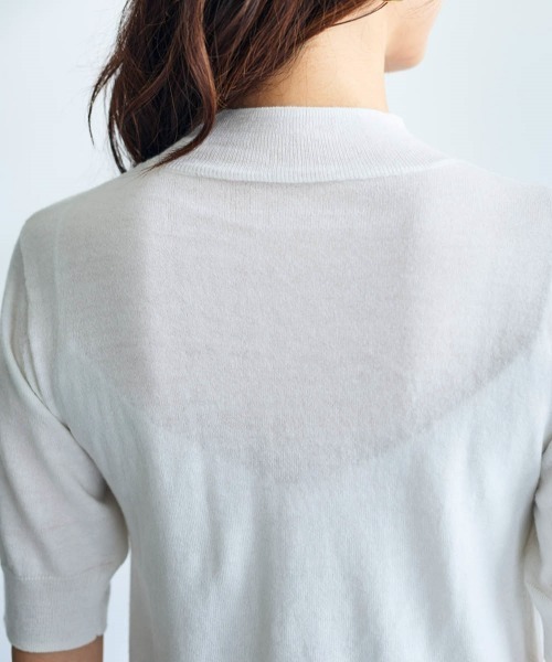 SMILE LAND（スマイルランド）の「５分袖ハイネックニットプルオーバー＜大きいサイズ有＞【OtonaSMILE】（ニット/セーター・レディース・ブラック/オフホワイト・5L/4L/3L/LL/L/M）」の12枚目の写真