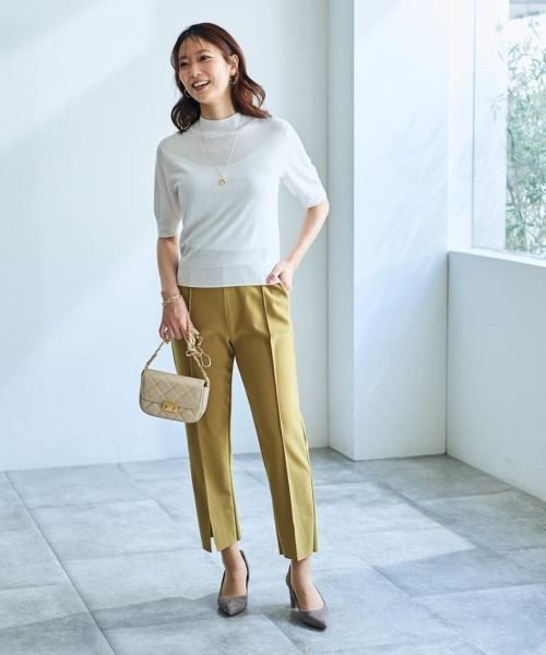 SMILE LAND（スマイルランド）の「５分袖ハイネックニットプルオーバー＜大きいサイズ有＞【OtonaSMILE】（ニット/セーター・レディース・ブラック/オフホワイト・5L/4L/3L/LL/L/M）」の10枚目の写真