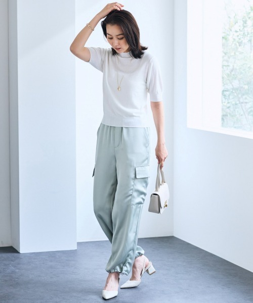 SMILE LAND（スマイルランド）の「５分袖ハイネックニットプルオーバー＜大きいサイズ有＞【OtonaSMILE】（ニット/セーター・レディース・ブラック/オフホワイト・5L/4L/3L/LL/L/M）」の7枚目の写真