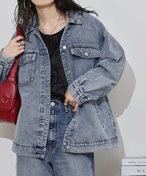 atONE(アットワン)の「ビッグGジャン(デニムジャケット・レディース・ブラック/ブルー・F)」の2枚目の写真