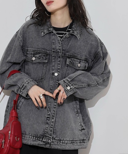 atONE(アットワン)の「ビッグGジャン(デニムジャケット・レディース・ブラック/ブルー・F)」の1枚目の写真