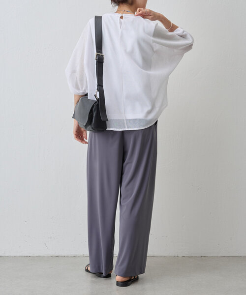 ビアズリー　ワイドパンツ ビアズリー BEARDSLEY ラップワイドパンツ （navy