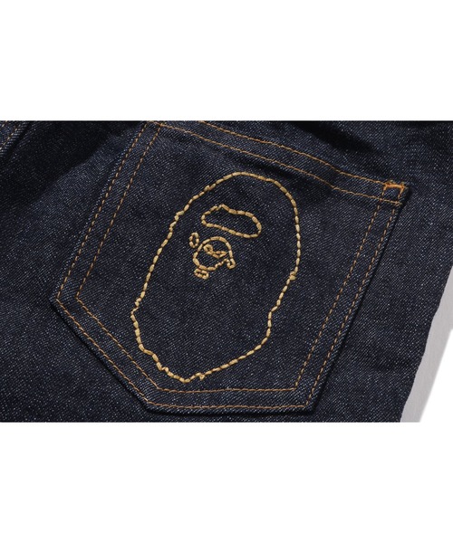 A BATHING APE（アベイシングエイプ）の「10OZ STRETCH DENIM TAPERED PANTS（デニムパンツ・キッズ・インディゴブルー・110/130/140/90/100/120）」の2枚目の写真