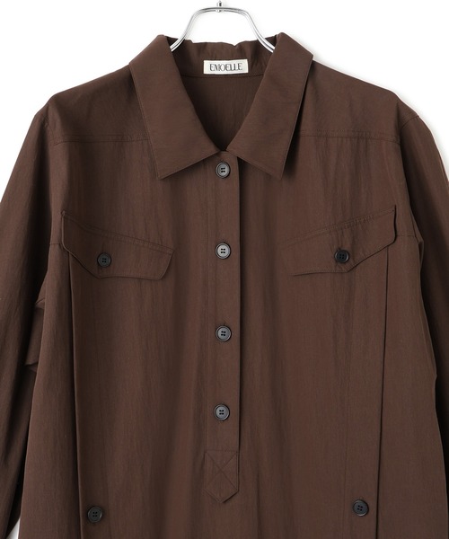 ADAM ET ROPE'（アダムエロペ）の「【EMOELLE】ミリタリーシャツワンピース（シャツワンピース・レディース・ホワイト/ブラウン系その他・FREE）」の18枚目の写真