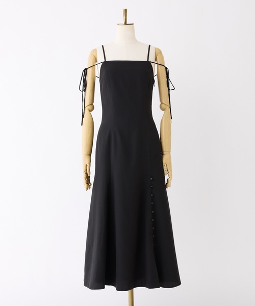 one after another NICE CLAUP　ワンピース　black セール】【新色追加】Iラインスリットキャミワンピース