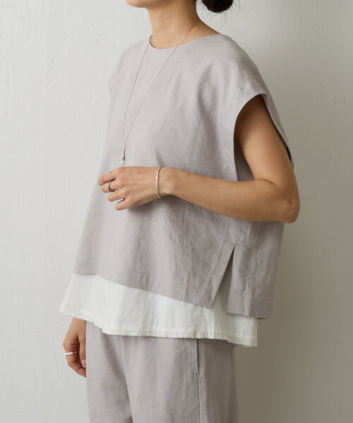 BEARDSLEY（ビアズリー）の「リネンショートベスト（シャツ/ブラウス・レディース・ベージュ/ブラック/グレー・FREE）」の22枚目の写真