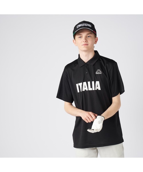 Kappa(カッパ)の「Kappa カッパ ITALIA 半袖 ポロシャツ 紫外線対策 UVカット 吸汗速乾 ハーフボタン ブランド ロゴ Tシャツ(ポロシャツ・メンズ・ブラック×ブラック/ホワイト/ブラック/ネイビー・LL/L/M)」の1枚目の写真