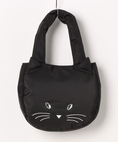 SVEC（シュベック）の「Favori / ネコ 中綿 ビジュー｜パフネコトートバッグ（トートバッグ・レディース・グレー/ブラック/アイボリー・FREE）」の2枚目の写真