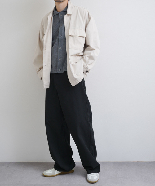 ZIP FIVE -White Line-(ジップファイブホワイトライン)の「【White Line】 COTTON CANVAS ワイド ストレート パンツ(チノパンツ・メンズ・オフホワイト/ブラック/ブラック系・X-LARGE/LARGE/MEDIUM)」の9枚目の写真
