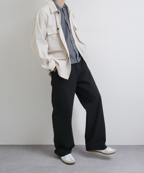 ZIP FIVE -White Line-(ジップファイブホワイトライン)の「【White Line】 COTTON CANVAS ワイド ストレート パンツ(チノパンツ・メンズ・オフホワイト/ブラック/ブラック系・X-LARGE/LARGE/MEDIUM)」の10枚目の写真