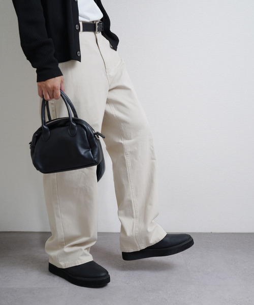 ZIP FIVE -White Line-(ジップファイブホワイトライン)の「【White Line】 COTTON CANVAS ワイド ストレート パンツ(チノパンツ・メンズ・オフホワイト/ブラック/ブラック系・X-LARGE/LARGE/MEDIUM)」の11枚目の写真