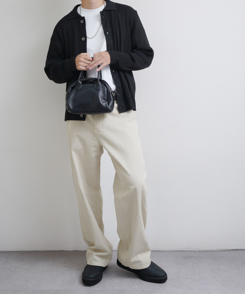 ZIP FIVE -White Line-(ジップファイブホワイトライン)の「【White Line】 COTTON CANVAS ワイド ストレート パンツ(チノパンツ・メンズ・オフホワイト/ブラック/ブラック系・X-LARGE/LARGE/MEDIUM)」の12枚目の写真