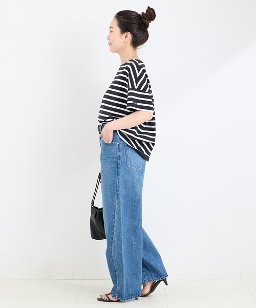 Le Minor（ルミノア）の「LE MINOR/ルミノア ボーダーS/STEE（Tシャツ/カットソー・レディース・ブラック/ブルー/ネイビー/イエロー・FREE）」の6枚目の写真