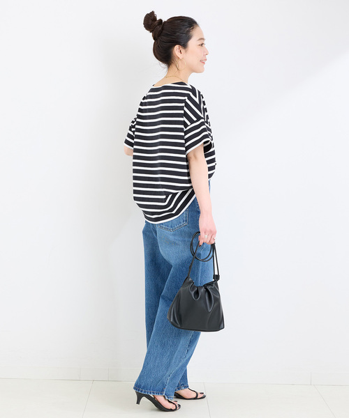 Le Minor（ルミノア）の「LE MINOR/ルミノア ボーダーS/STEE（Tシャツ/カットソー・レディース・ブラック/ブルー/ネイビー/イエロー・FREE）」の7枚目の写真