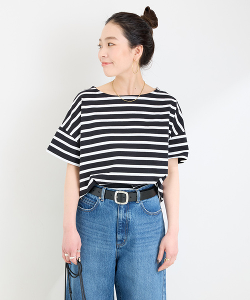 Le Minor（ルミノア）の「LE MINOR/ルミノア ボーダーS/STEE（Tシャツ/カットソー・レディース・ブラック/ブルー/ネイビー/イエロー・FREE）」の9枚目の写真