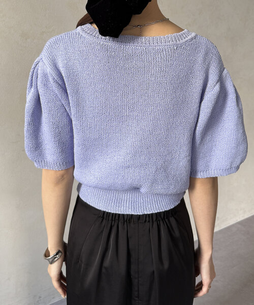 Thevon（ゼボン）の「ショート丈パフニットカーディガン（カーディガン/ボレロ・レディース・サーモンピンク/グレー/ブルー・FREE）」の14枚目の写真