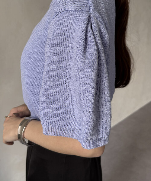 Thevon（ゼボン）の「ショート丈パフニットカーディガン（カーディガン/ボレロ・レディース・サーモンピンク/グレー/ブルー・FREE）」の13枚目の写真