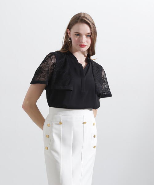 PINKY&DIANNE（ピンキーアンドダイアン）の「◆レースコンビスキッパーブラウス（シャツ/ブラウス・レディース・ブラック/ホワイト・38）」の21枚目の写真