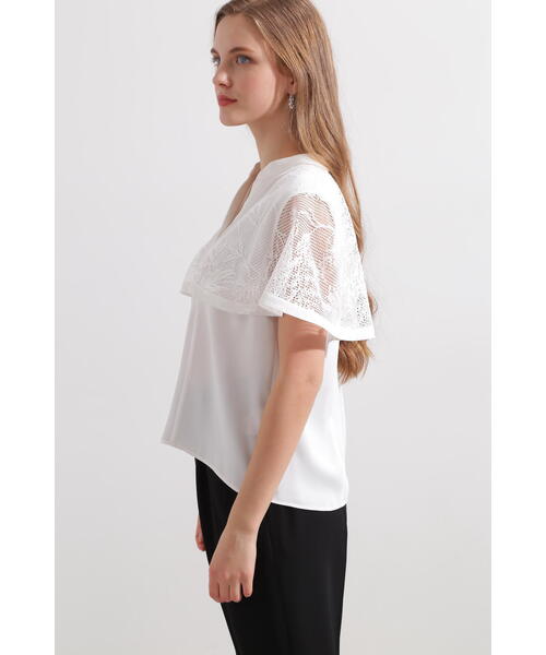 PINKY&DIANNE（ピンキーアンドダイアン）の「◆レースコンビスキッパーブラウス（シャツ/ブラウス・レディース・ブラック/ホワイト・38）」の9枚目の写真