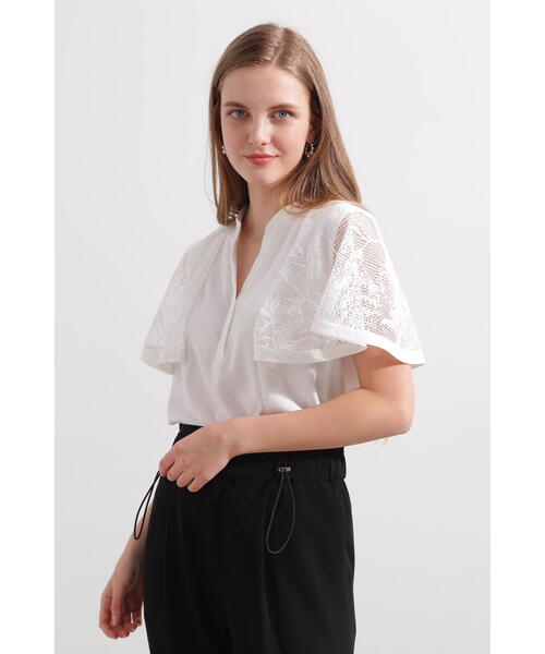 PINKY&DIANNE（ピンキーアンドダイアン）の「◆レースコンビスキッパーブラウス（シャツ/ブラウス・レディース・ブラック/ホワイト・38）」の5枚目の写真