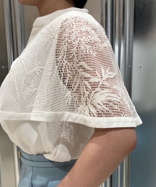 PINKY&DIANNE（ピンキーアンドダイアン）の「◆レースコンビスキッパーブラウス（シャツ/ブラウス・レディース・ブラック/ホワイト・38）」の18枚目の写真