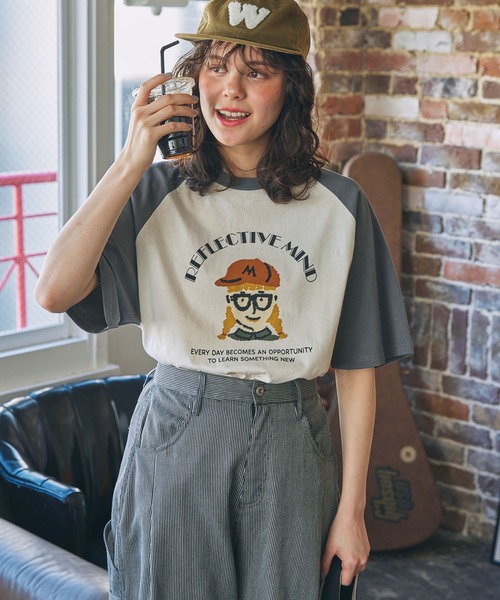 3色 ガールプリントTシャツ 半袖 カジュアル ゆったり クール セール】GIRLプリント半袖 オーバーサイズTシャツ(Tシャツ