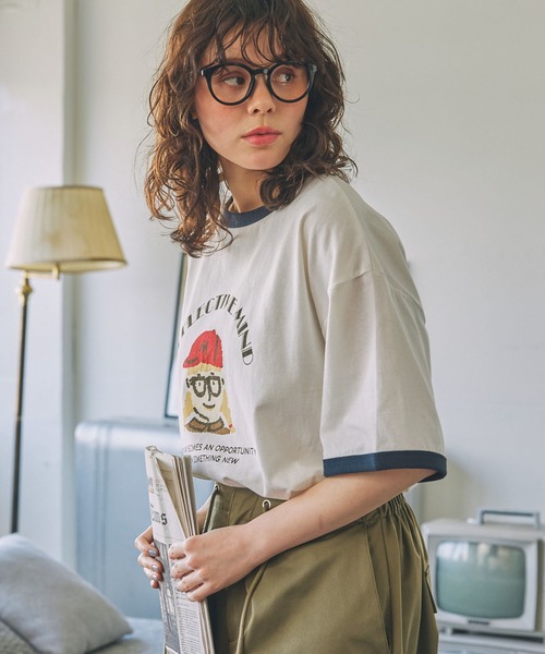 GIRLプリント半袖 オーバーサイズTシャツ MONO-MART LADY'S