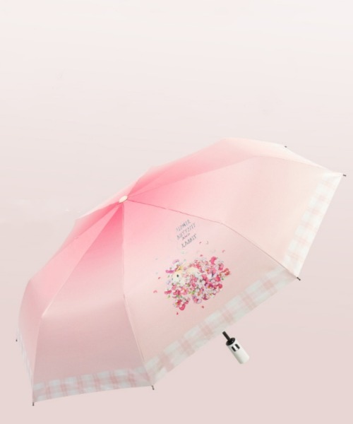 大人気商品!!! 【PINK】 ★折りたたみ リスト★ 日傘 折りたたみ pink trick 完全遮光 100% 二段 ストライプ