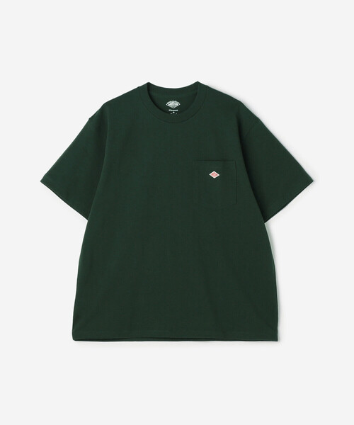 ダントン MHL. モスグリーン ポケット付き Tシャツ S DANTON | ポケットTシャツ SOLID MEN(Tシャツ/カットソー
