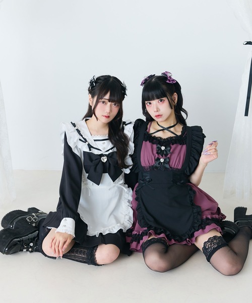 DearMyLove（ディアマイラブ）の「フリルレースアップエプロン（ジャンパースカート・レディース・ホワイト/ブラック・3L/LL/LARGE/MEDIUM）」の18枚目の写真