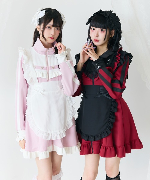 DearMyLove（ディアマイラブ）の「フリルレースアップエプロン（ジャンパースカート・レディース・ホワイト/ブラック・3L/LL/LARGE/MEDIUM）」の16枚目の写真