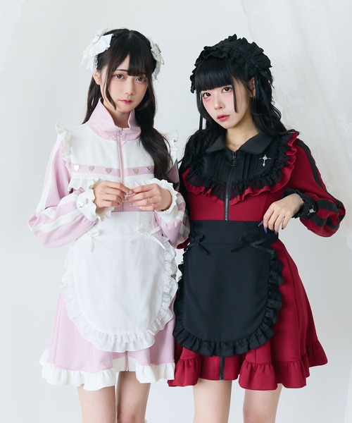 DearMyLove（ディアマイラブ）の「フリルレースアップエプロン（ジャンパースカート・レディース・ホワイト/ブラック・3L/LL/LARGE/MEDIUM）」の14枚目の写真