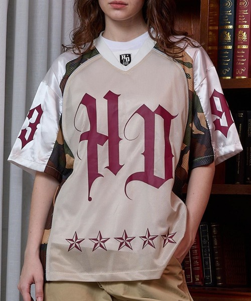 【HOODHOOD】HDカモフラージュ半袖T 3色 セール】【UNISEX】HOODHOOD／CAMOメッシュT（Tシャツ