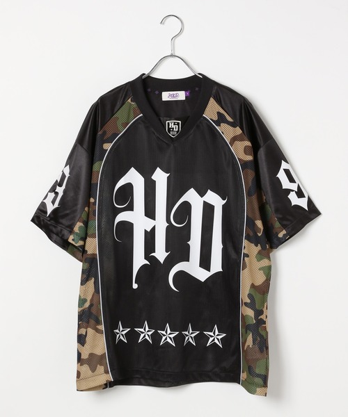 【HOODHOOD】HDカモフラージュ半袖T 3色 セール】【UNISEX】HOODHOOD／CAMOメッシュT（Tシャツ