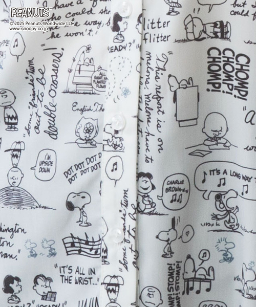 セール】【PEANUTS】ドローイングバンドカラー長袖ブラウス（シャツ