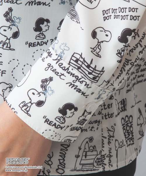 セール】【PEANUTS】ドローイングバンドカラー長袖ブラウス（シャツ